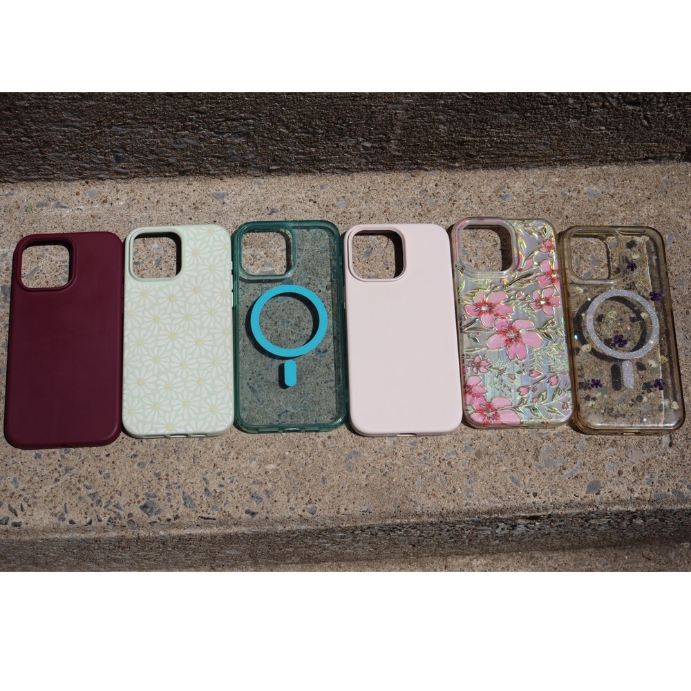 iPhone 15 ProMax Case Bundle 6 Pack Floral MagSafe Silicone Matte Clear Colorful